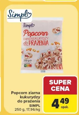 Popcorn ziarna kukurydzy do prażenia Simpl promocja w Carrefour Market