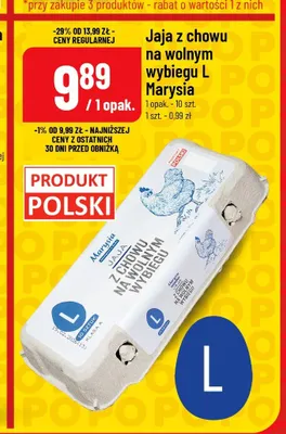 Jaja z chowu na wolnym wybiegu L Marysia promocja w POLOmarket