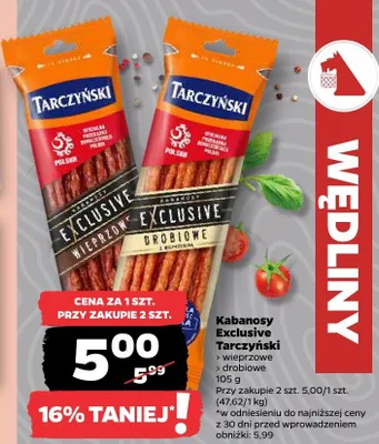 Kabanosy Exclusive drobiowe Tarczyński promocja w Netto