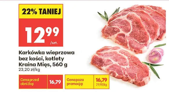 Karkówka wieprzowa bez kości, kotlety Kraina Mięs promocja w Biedronka