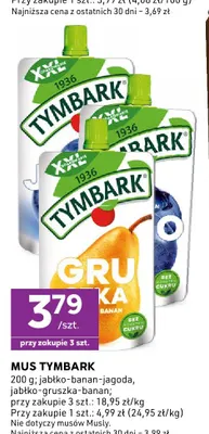 Mus Tymbark jabłko-banan-jagoda promocja w Stokrotka