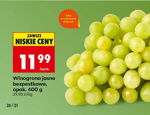 Winogrona jasne bezpestkowe promocja w Biedronka