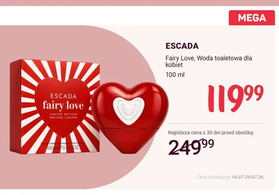 Woda toaletowa dla kobiet Escada Fairy Love promocja w Rossmann
