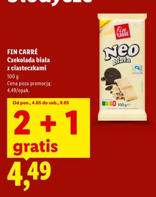 Czekolada biała z ciasteczkami Fin Carré Neo biała promocja w Lidl