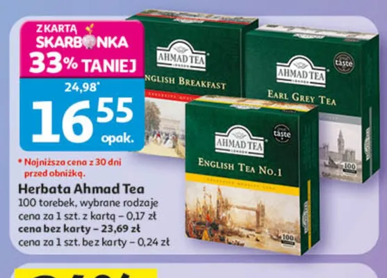 Herbata Ahmad Tea Earl Grey Tea 100 torebek promocja w Auchan