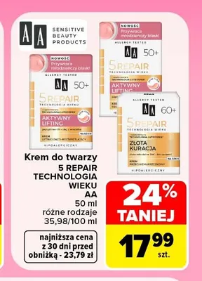 Krem do twarzy 5 Repair Technologia Wieku AA promocja w Carrefour