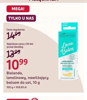 Lanolinowy nawilżający balsam do ust Bielenda promocja w Rossmann