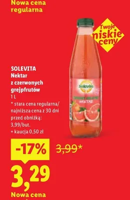 Nektar z czerwonych grejpfrutów Solevita promocja w Lidl