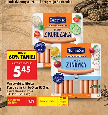 Parówki z fileta z kurczaka Tarczyński promocja w Biedronka