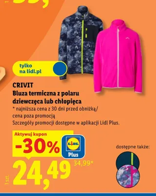 Bluza termiczna z polaru chłopięca Crivit promocja w Lidl