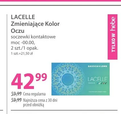 Soczewki kontaktowe zmieniające kolor oczu Lacelle promocja w Hebe