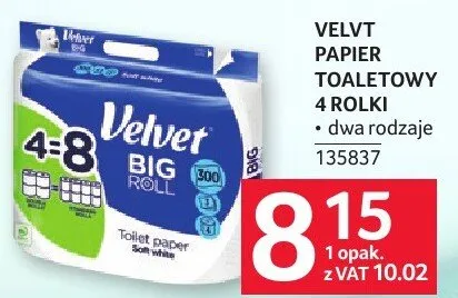 Papier toaletowy Velvet 4 rolki promocja w Selgros