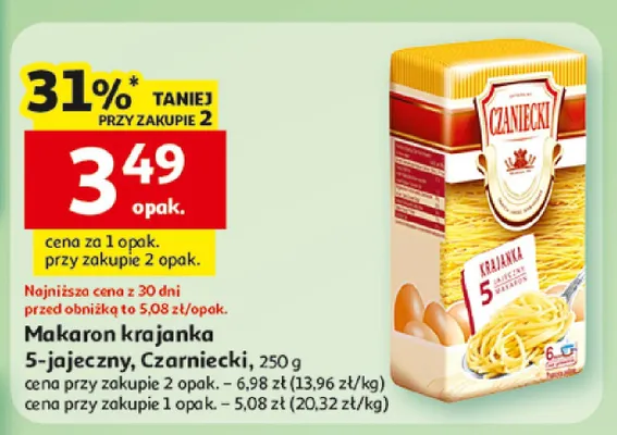 Makaron krajanka 5-jajeczny lub Czarniecki promocja w Auchan