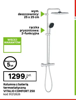 Kolumna z baterią termostatyczną Vitalio Comfort 250 Grohe promocja w Leroy Merlin