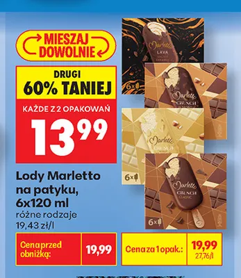 Lody Marletto na patyku 6-pak promocja w Biedronka