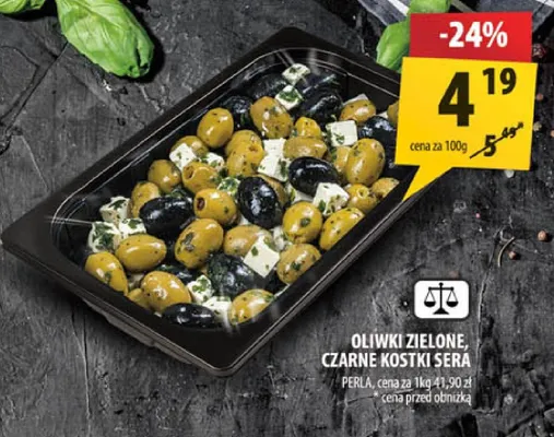 Oliwki zielone czarne kostki sera promocja w Arhelan
