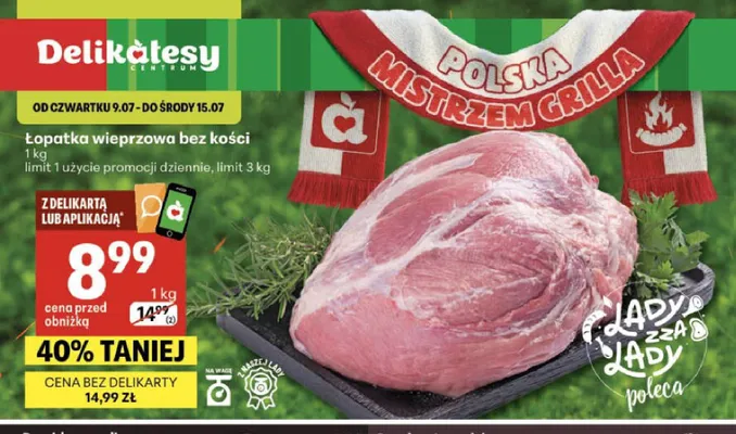 Łopatka wieprzowa bez kości promocja w Delikatesy Centrum