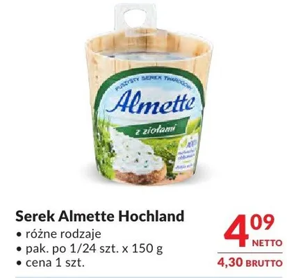 Serek Almette Hochland promocja w Makro