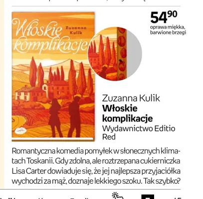 Książka Włoskie komplikacje Zuzanna Kulik Wydawnictwo Editio Red oprawa miękka barwione brzegi promocja w Empik