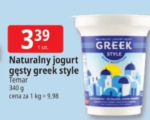 Naturalny jogurt gęsty greek style Temar promocja w Leclerc