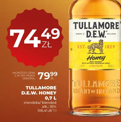 Whiskey Tullamore D.E.W. Honey promocja w Duży Ben