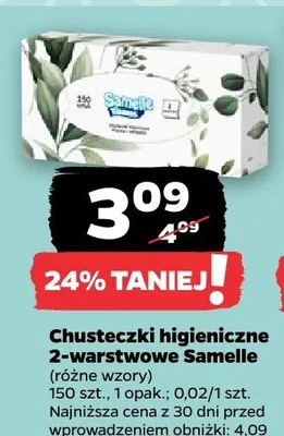 Chusteczki higieniczne 2-warstwowe Samelle promocja w Netto
