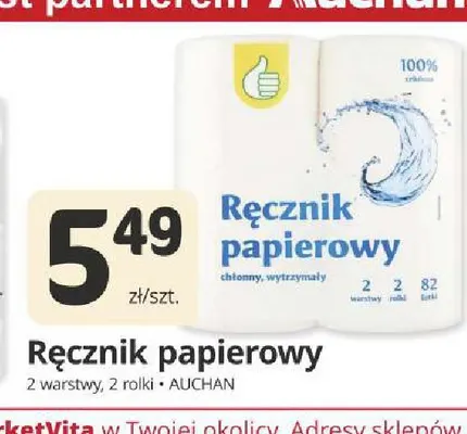 Ręcznik papierowy 2-pak Auchan promocja w Marketvita