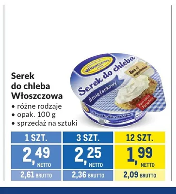 Serek do chleba Włoszczowa promocja w Makro