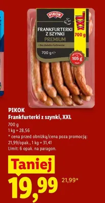 Frankfurterki z szynki Pikok XXL promocja w Lidl