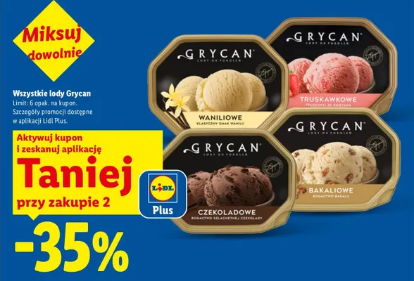 Lody truskawkowe Grycan promocja w Lidl