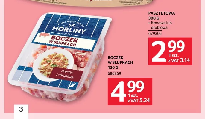 Boczek w słupkach Morliny promocja w Selgros