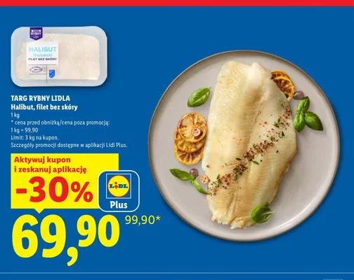 Halibut filet bez skóry Targ Rybny Lidla promocja w Lidl