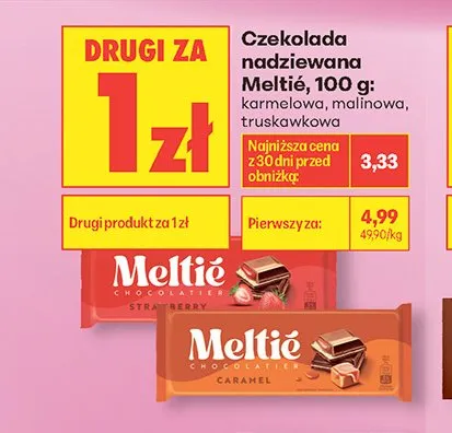 Czekolada nadziewana Meltié malinowa promocja w Biedronka