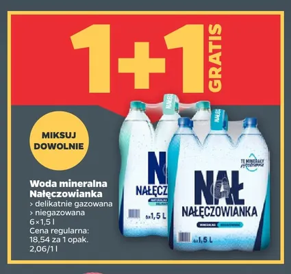 Woda mineralna gazowana Nałęczowianka delikatnie 6-pak promocja w Netto