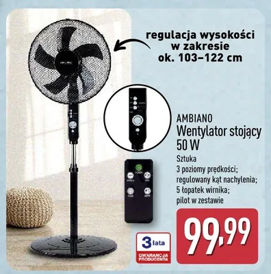 Wentylator stojący 50W AMBIANO promocja w Aldi