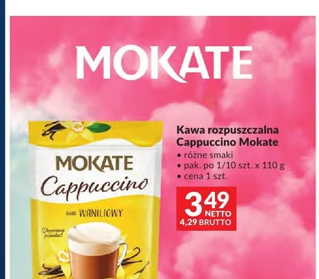 Kawa rozpuszczalna Cappuccino Mokate o smaku waniliowym promocja w Makro
