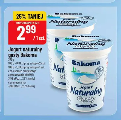 Jogurt naturalny gęsty Bakoma promocja w POLOmarket