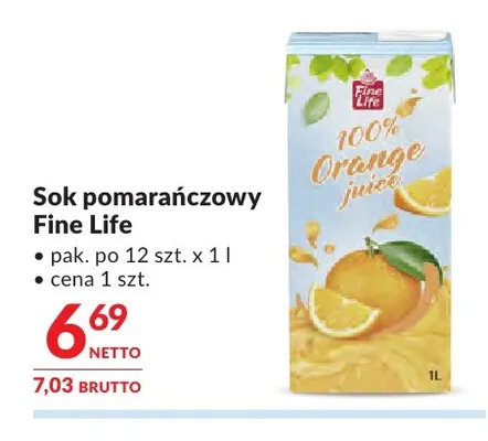 Sok pomarańczowy Fine Life promocja w Makro