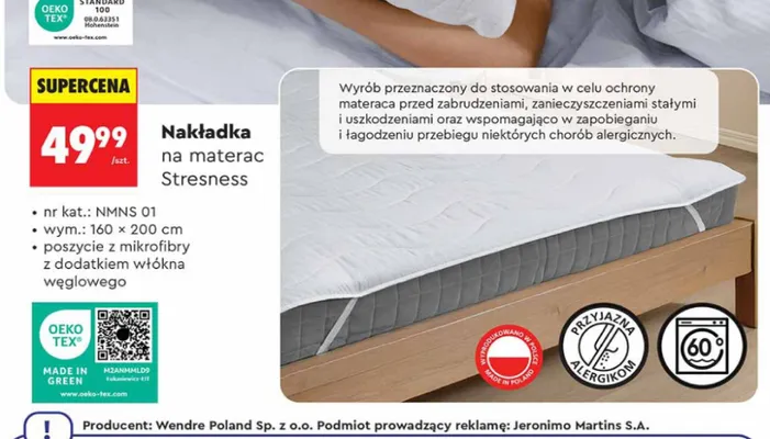 Nakładka na materac Stresness promocja w Biedronka