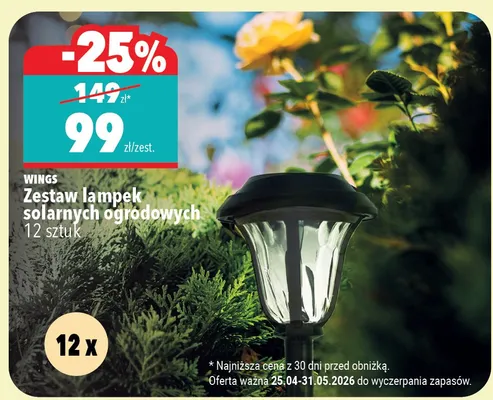 Zestaw lampek solarnych ogrodowych Wings 12 sztuk promocja w Biedronka Home