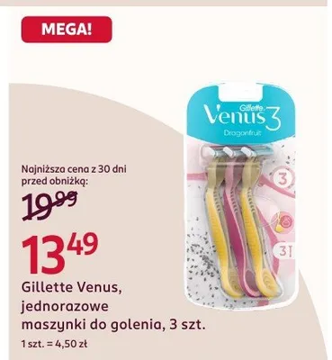 Jednorazowe maszynki do golenia Gillette Venus 3 promocja w Rossmann