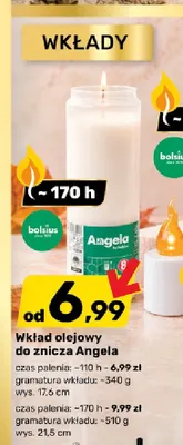 Wkład olejowy do znicza Angela 170h Bolsius promocja w Bricomarche