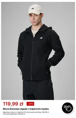 Bluza dresowa regular z kapturem męska 4F promocja w 4F