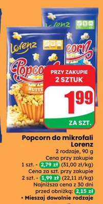 Popcorn do mikrofali różne rodzaje promocja w Dino
