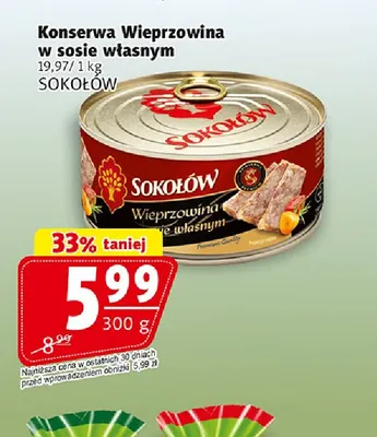 Konserwa wieprzowina w sosie własnym Sokołów promocja w Prim Market