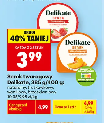 Serek twarogowy truskawkowy Delikate promocja w Biedronka