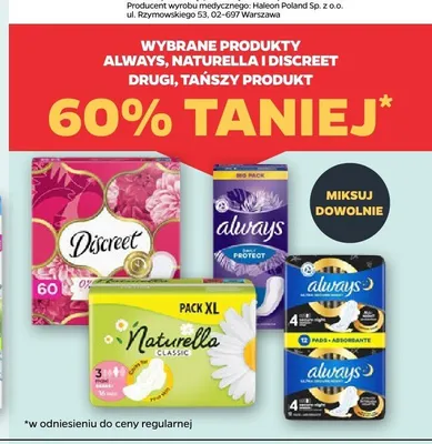 Podpaski Naturella Classic promocja w Netto
