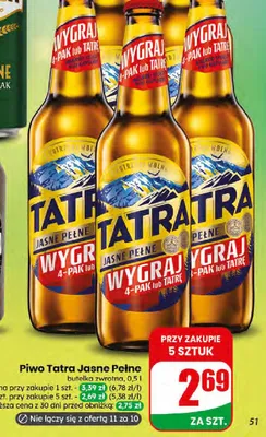 Piwo Tatra Jasne Pełne promocja w Dino