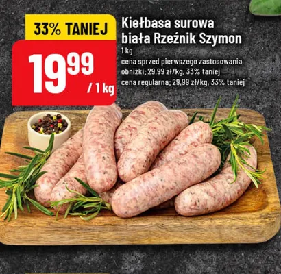 Kiełbasa surowa biała Rzeźnik Szymon promocja w POLOmarket