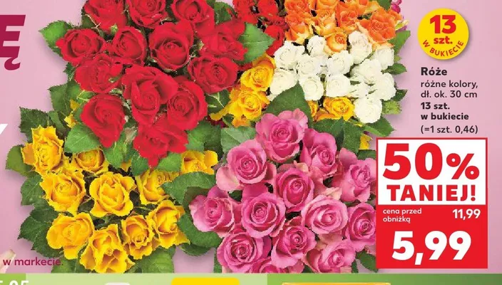 Róże dł. ok. 30cm promocja w Kaufland